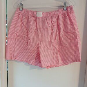 Women's Pink Stripe Boxer Shorts NWT Pink SZ L
